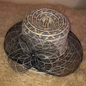 Fancy Black Silver and Beige Hat